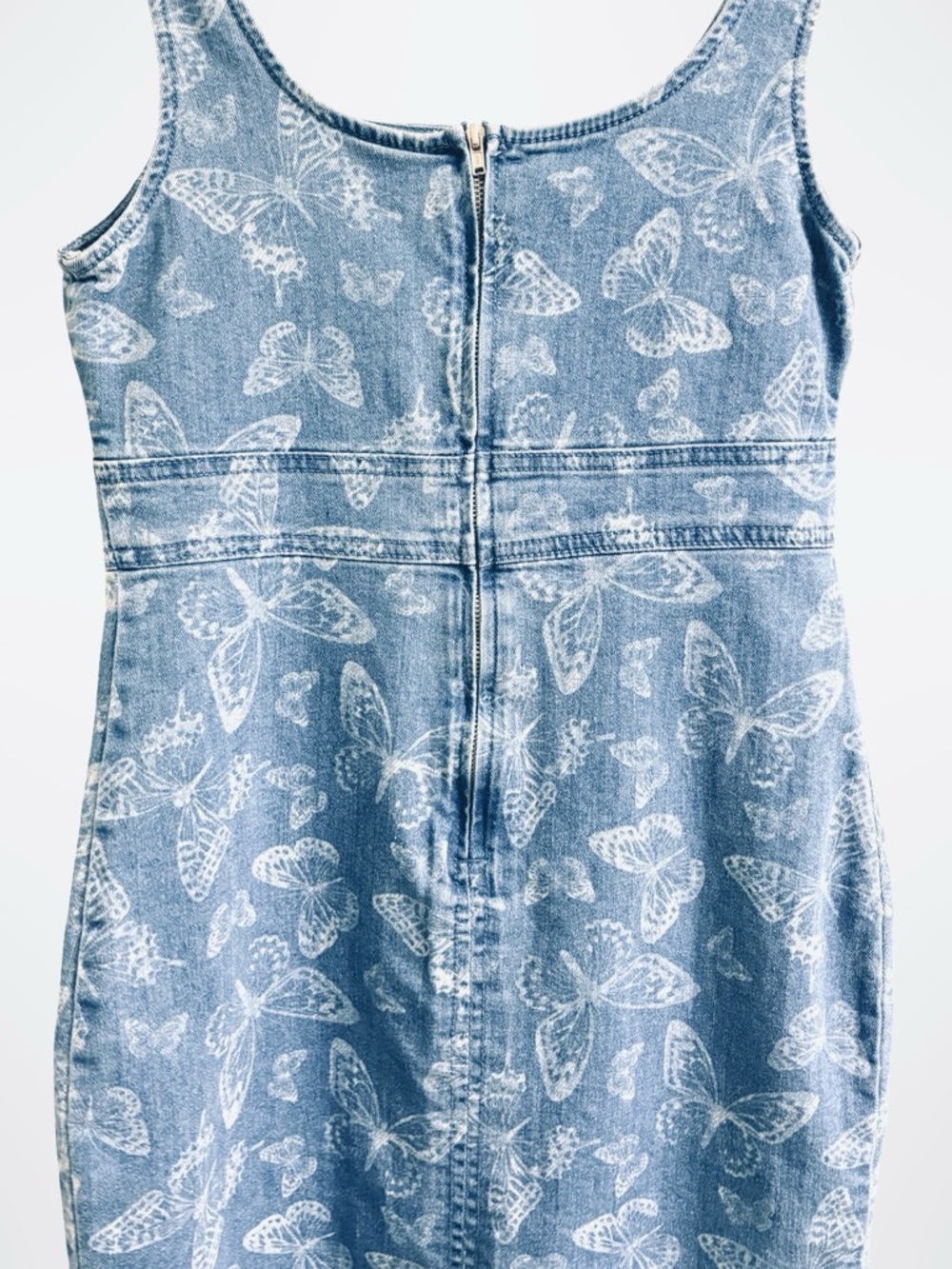 No Boundaries Denim Butterfly Print Corset Mini Dress Y2K Retro Style Sz Sm 3/5 - Picture 7 of 8